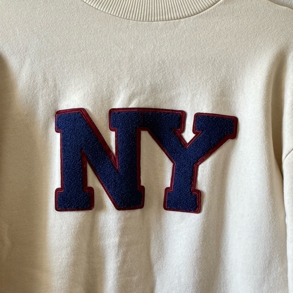 Zara Cream Sweater with Navy NY Logo - Picture 4 of 5